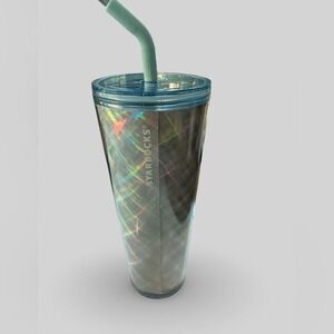 NWT Starbucks Blue Iridescent Holographic Cold Cup 24oz
